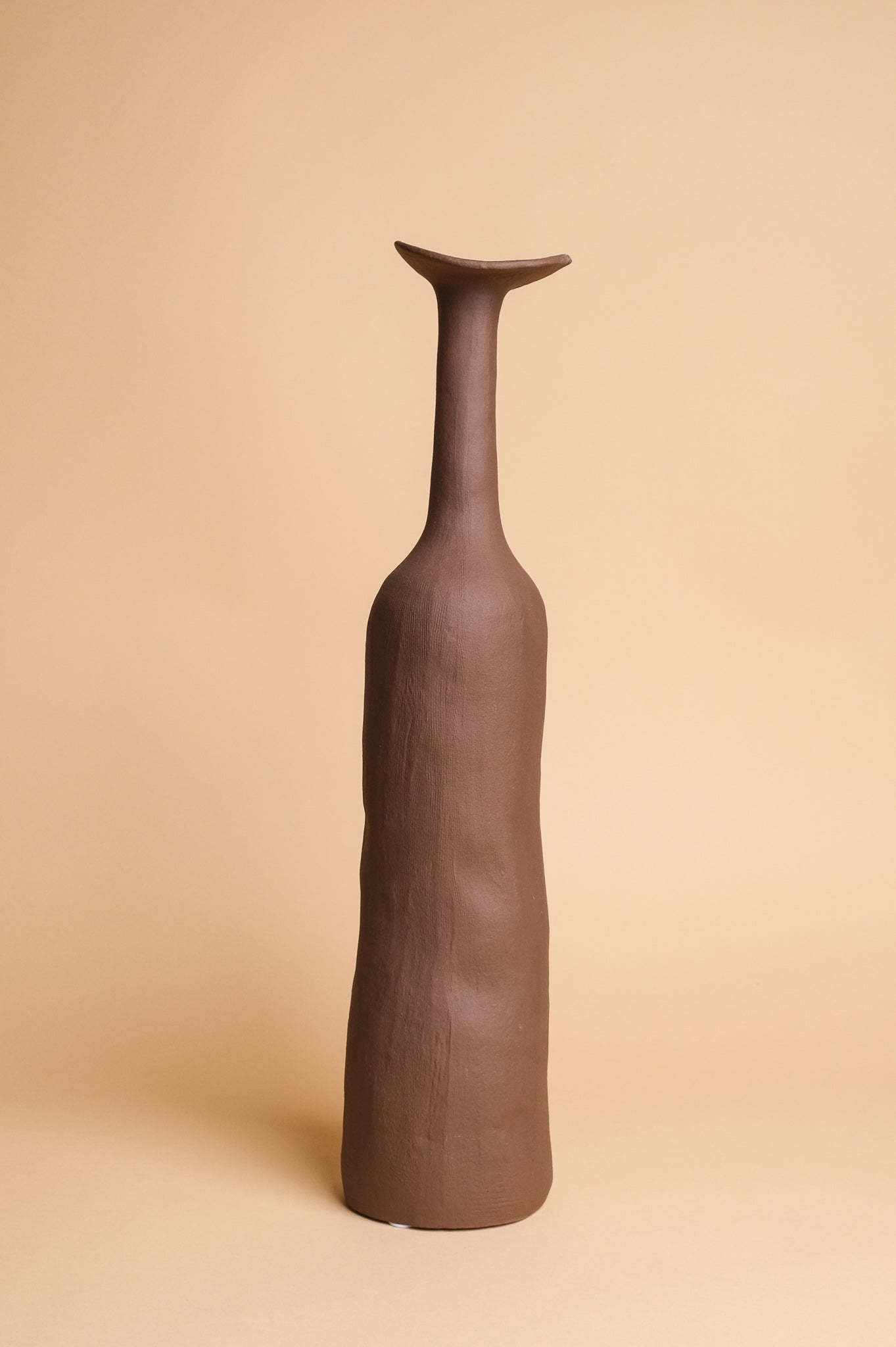 Tall Brown Wonky Ceramic Vase (Large)