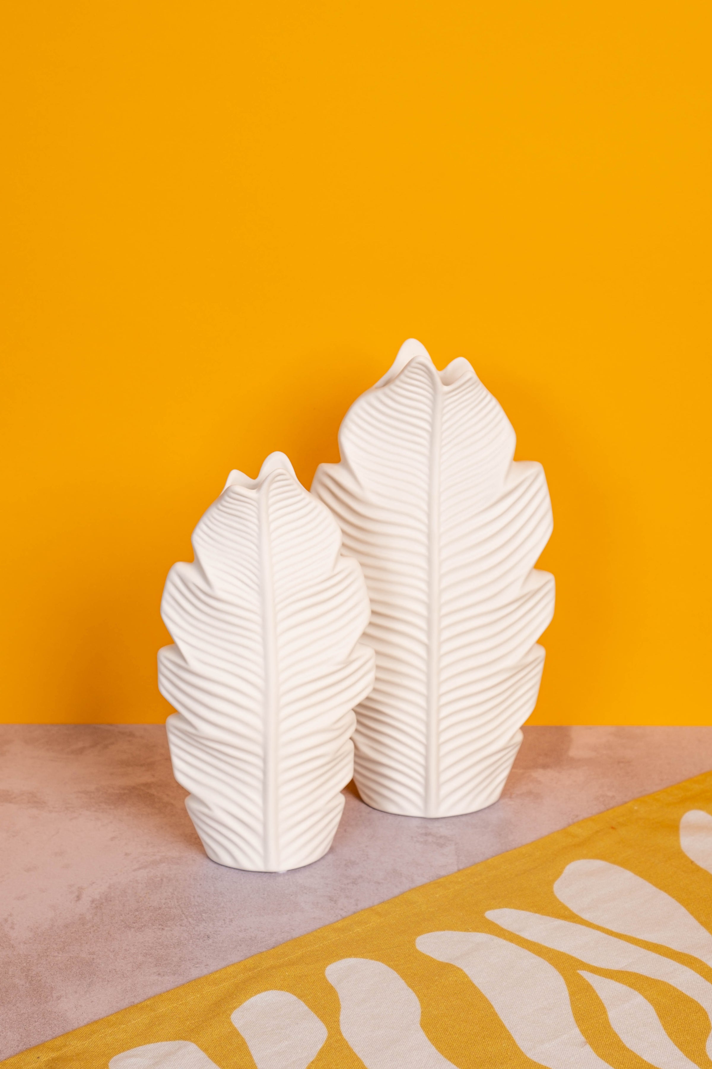 Tall Leafy White Ceramic Vase (30cm)