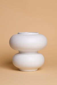 Large Double Bubble White Ceramic Vase