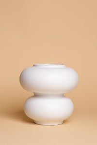 Large Double Bubble White Ceramic Vase