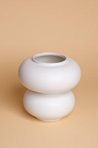 Large Double Bubble White Ceramic Vase