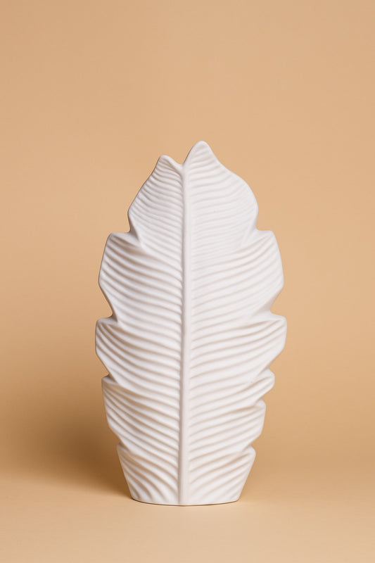 Leafy White Ceramic Vase