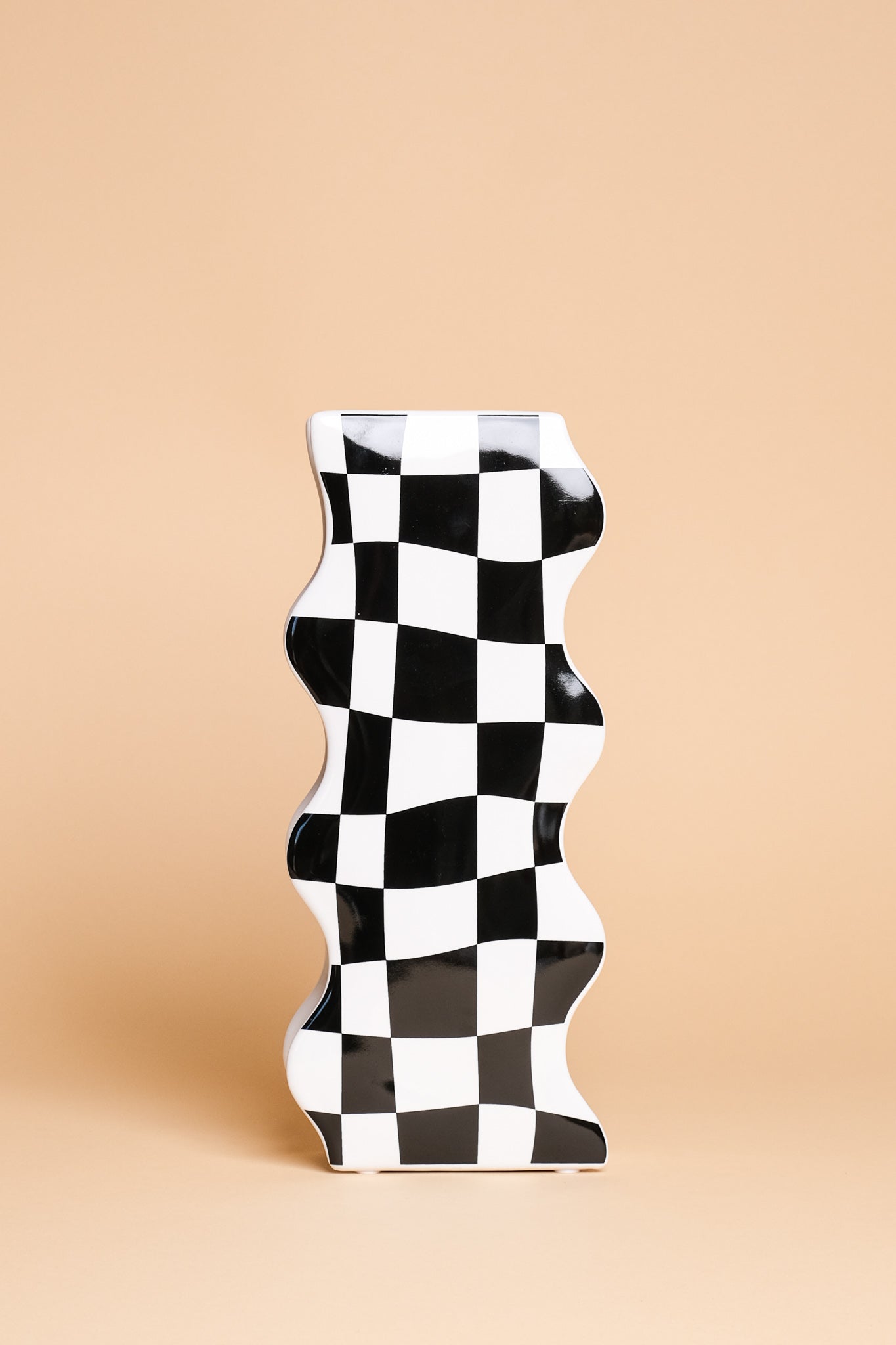 Wonky Chessboard Ceramic Vase