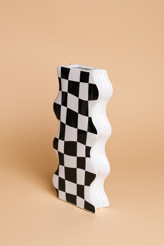 Wonky Chessboard Ceramic Vase