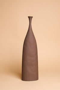 Tall Wide Brown Wonky Ceramic Vase (Large)