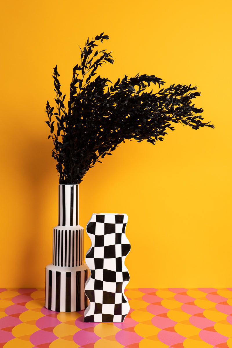 Triple-Story Zebra Ceramic Vase