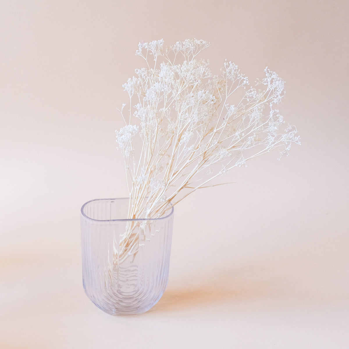 Small U-Shape Ribbed Glass Vase