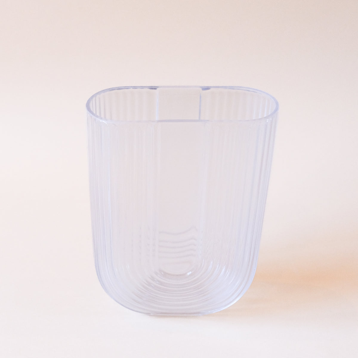 Large U-Shape Ribbed Glass Vase