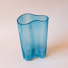 Tall Wavy Turquoise Ribbed Glass Vase