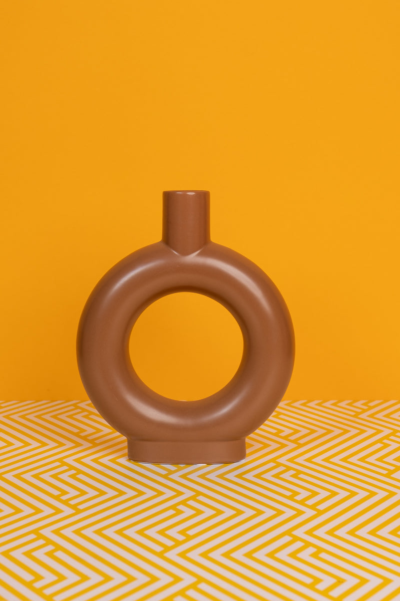 Chocolate Doughnut Ceramic Vase