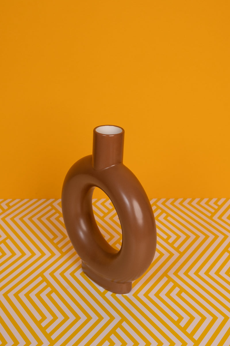 Chocolate Doughnut Ceramic Vase