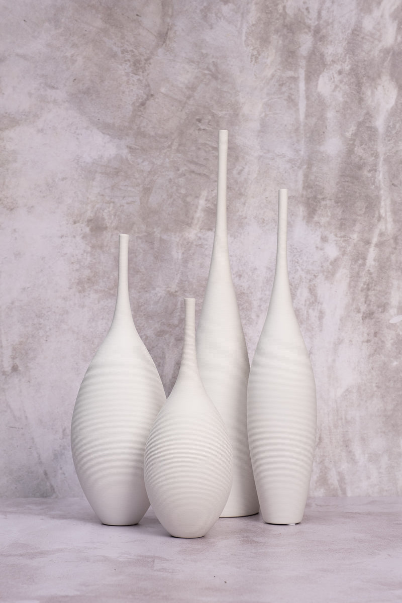 Tall Belly White Venice Ceramic Vase