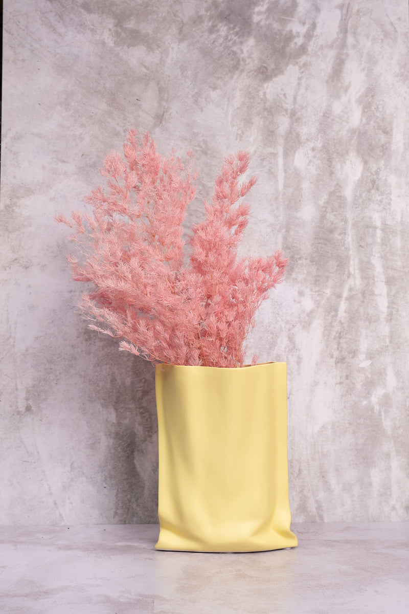 Yellow Paperbag Ceramic Vase (32cm)