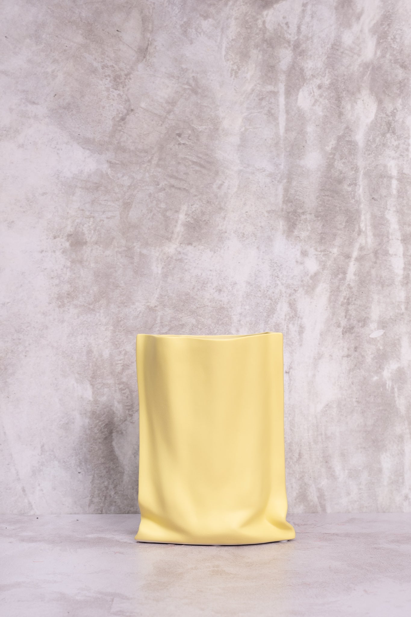 Yellow Paperbag Ceramic Vase (32cm)
