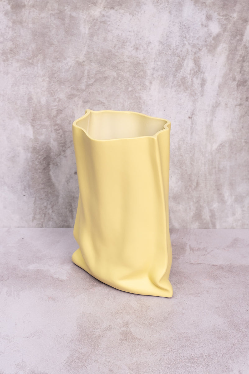 Yellow Paperbag Ceramic Vase (32cm)