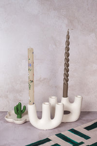 Duet White Avignon Ceramic Candlestick