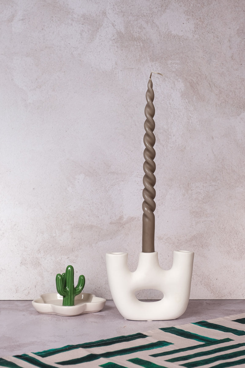 Duet White Avignon Ceramic Candlestick