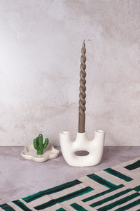 Duet White Avignon Ceramic Candlestick