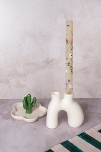 Double White Avignon Ceramic Candlestick (10cm)