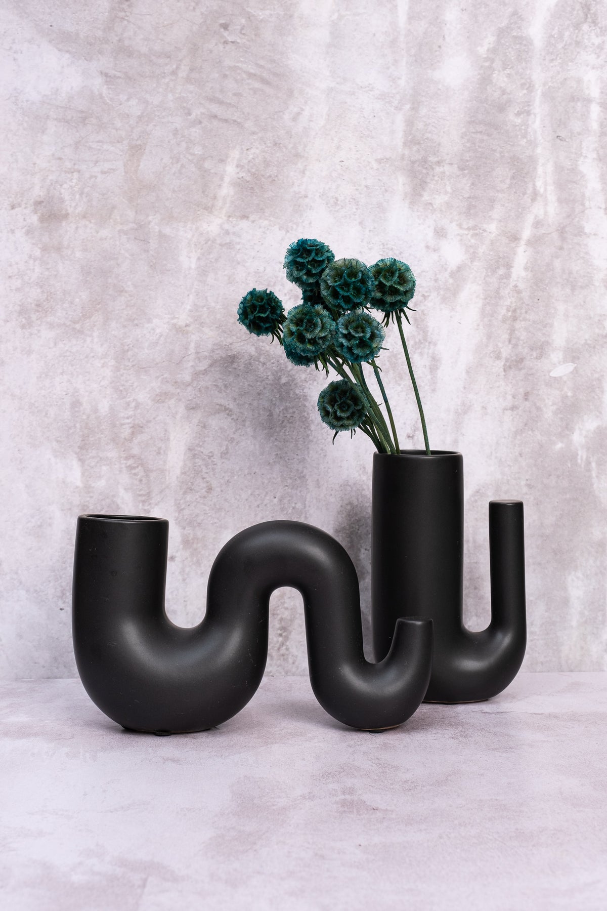 Smoky Sleek Black Ceramic Vase