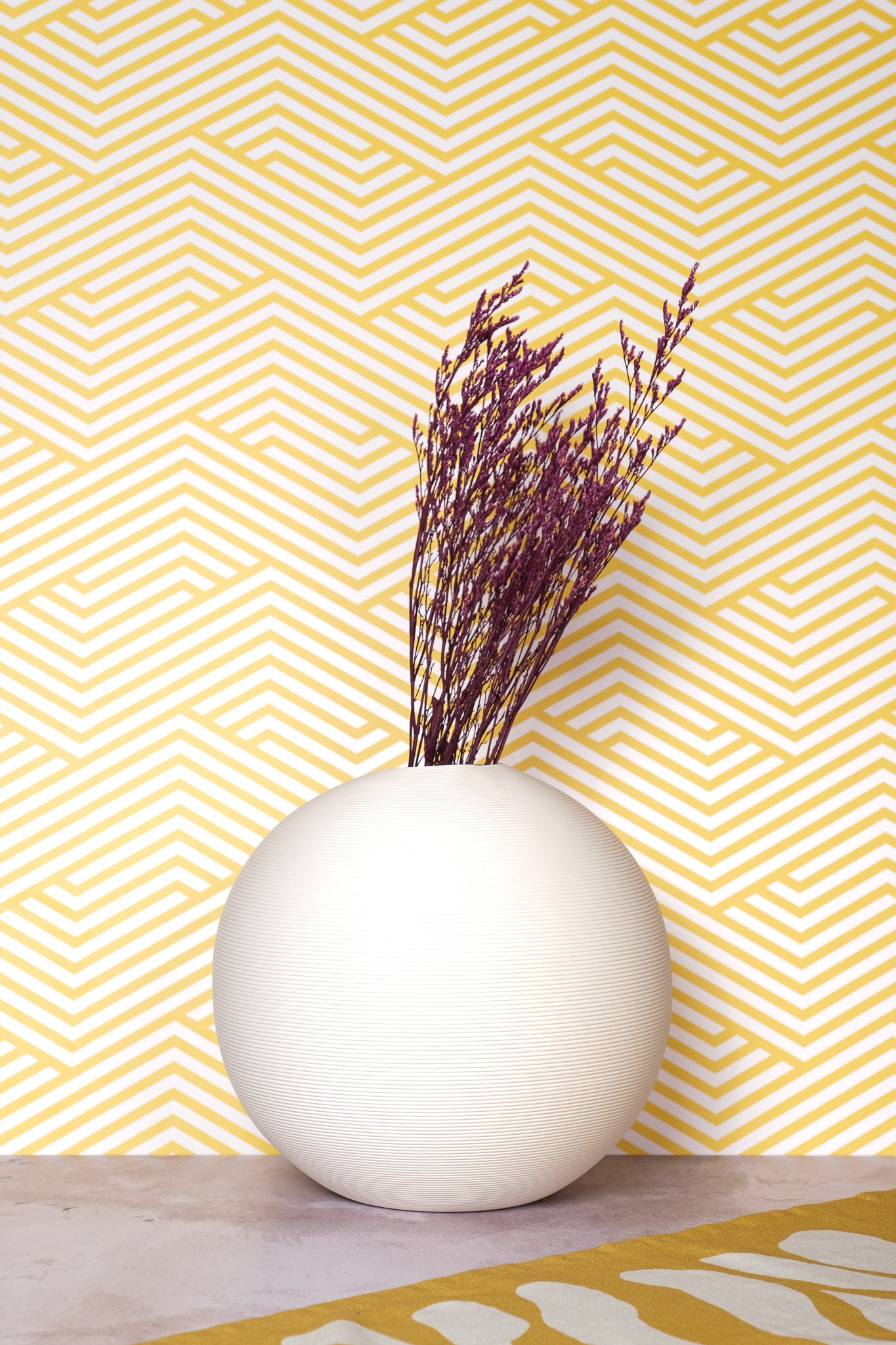 Large Ribbed White Amalfi Ceramic Vase (25cm)