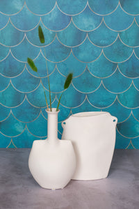 Flat White Nantes Ceramic Vase (21cm)