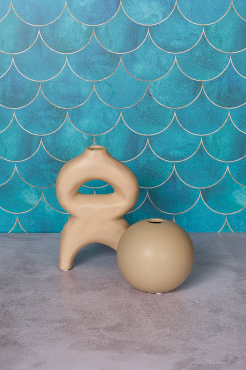 Small Beige Amalfi Ceramic Vase (11,5cm)