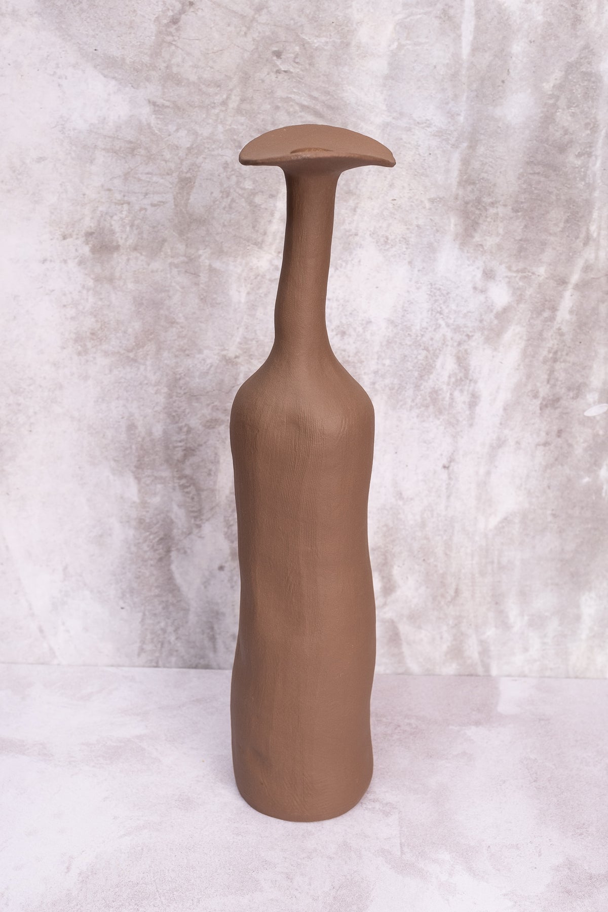 Tall Brown Wonky Ceramic Vase (Large)