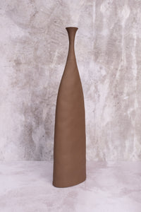 Tall Wide Brown Wonky Ceramic Vase (Large)