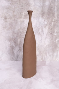 Tall Wide Brown Wonky Ceramic Vase (Large)