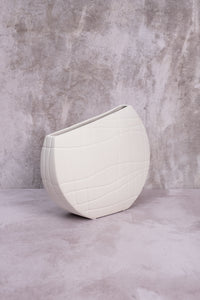 Moon White Sound Wave Ceramic Vase