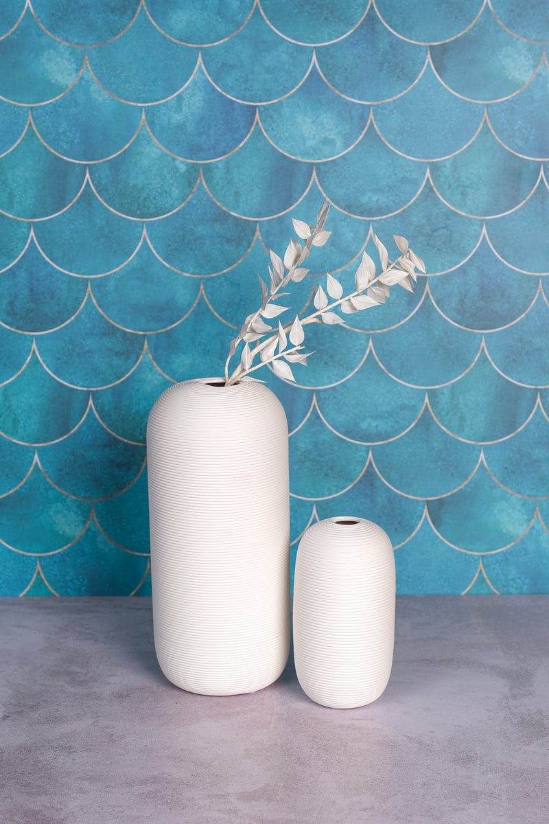 White Cylinder Venice Ceramic Vase (25cm)