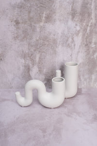 Smoky Sleek White Ceramic Vase