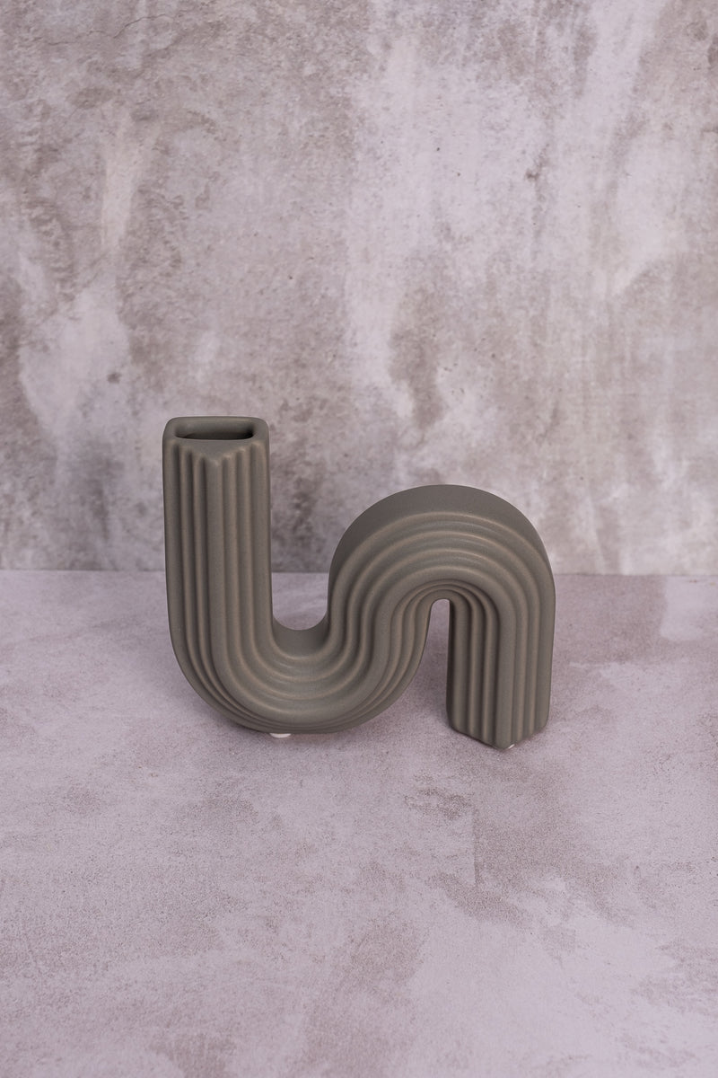 Small Grey Cannes Ceramic Vase (14cm)