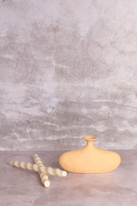 Soft Yellow Wonky Ceramic Vase (Wide)(13cm)