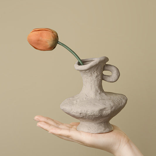 Wonky Stone Small Milk Jug Ceramic Vase (Short)