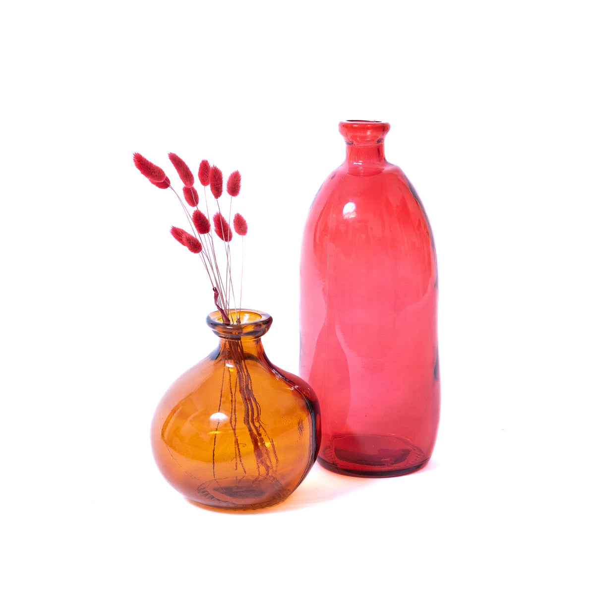 Tall Red Wonky Glass Vase (34cm)