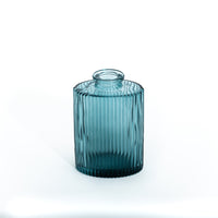 Teal Ribbed Glass Vase